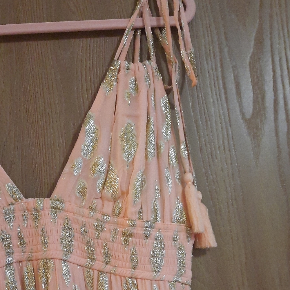 Altar'd State Coral Maxi Dress with Gold Accents - Picture 5 of 8